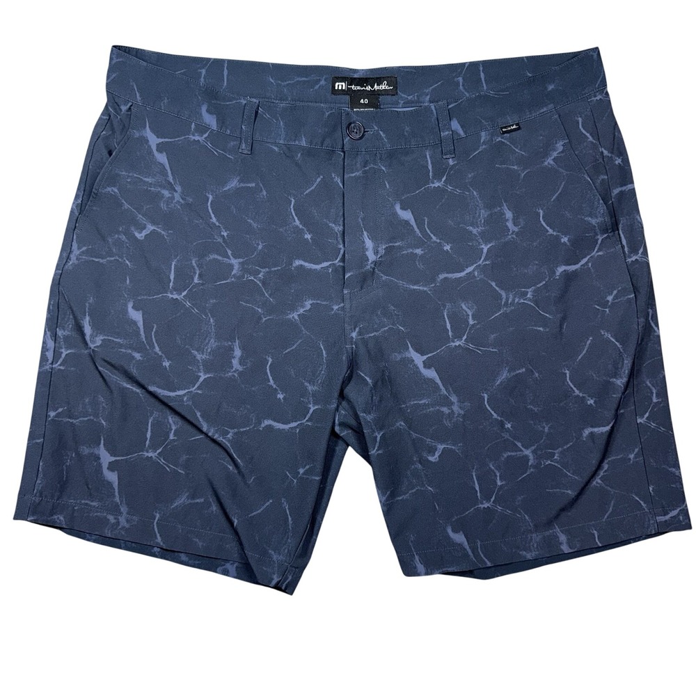 Travis Mathew 40 Golf Shorts Mens Blue Marble Print Stretch Performance Active